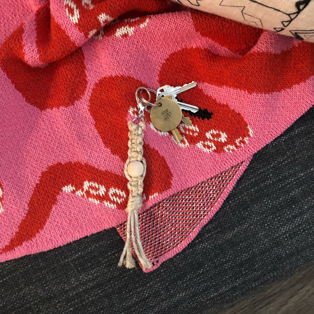 Hemp Macrame Keychain with Beads *Handmade*